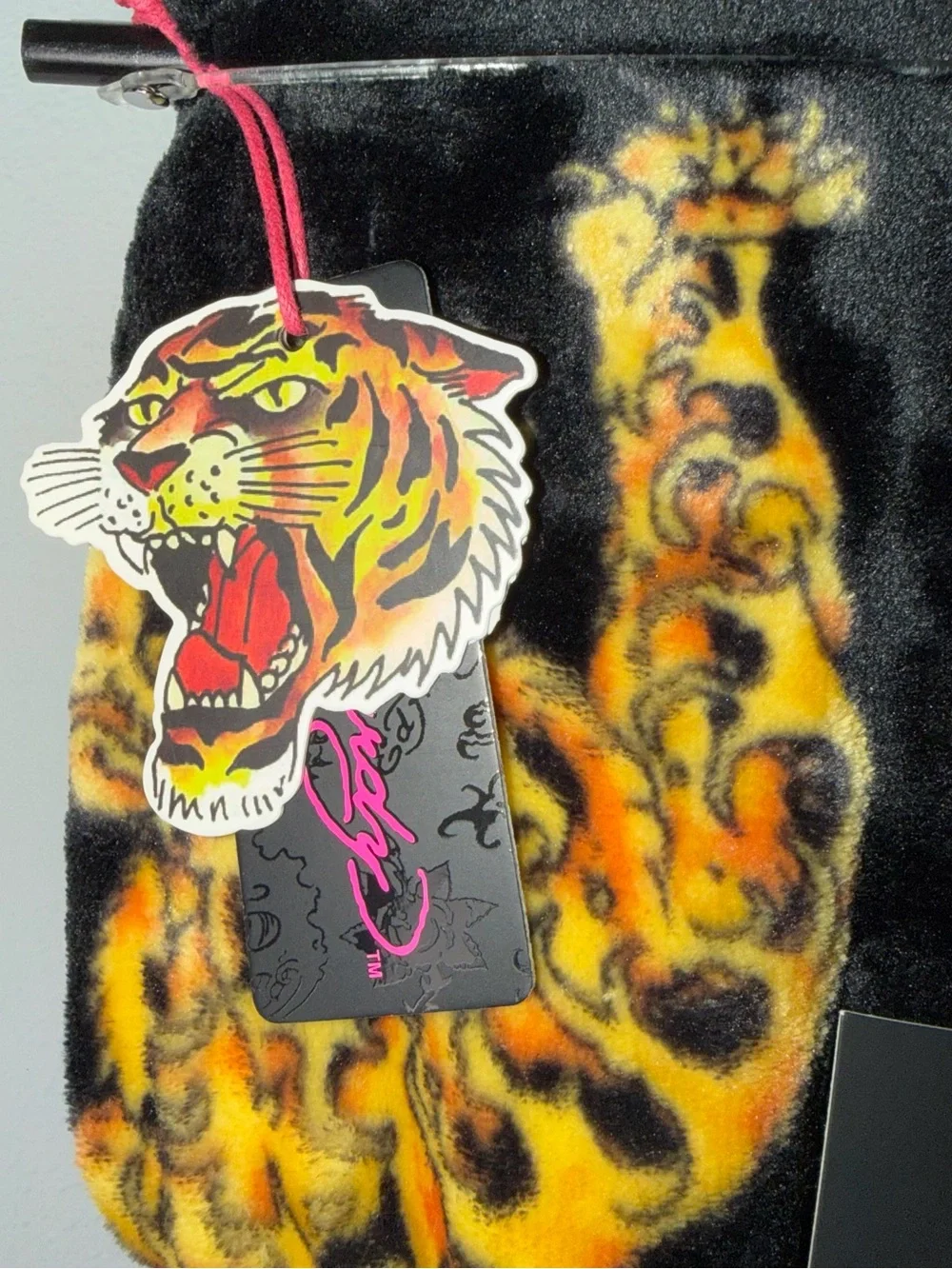 Ed Hardy Black & Yellow Tiger Print Kids Plush Throw